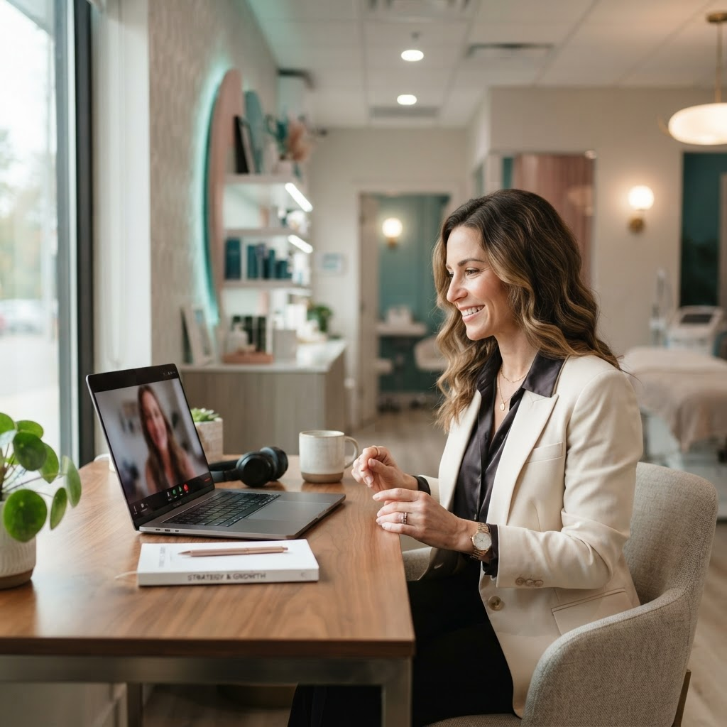 A strategist on a friendly video consultation call